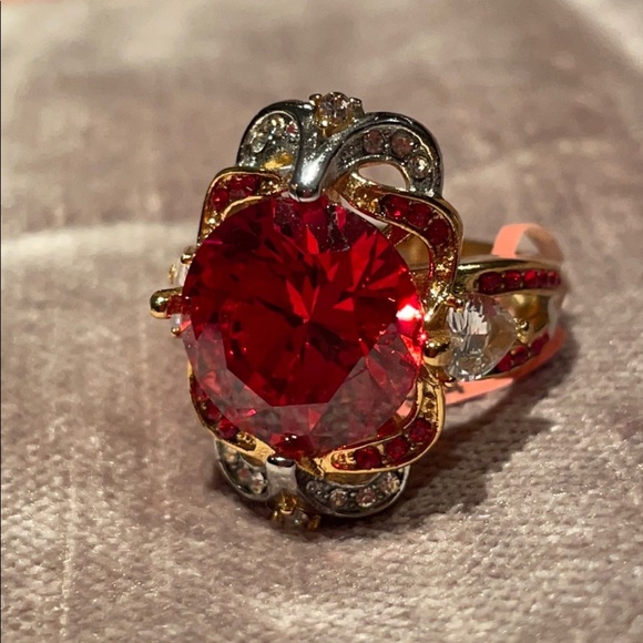 Chunky Orange Diamond Statement Ring Size 6.5 NWTS - Picture 2 of 14